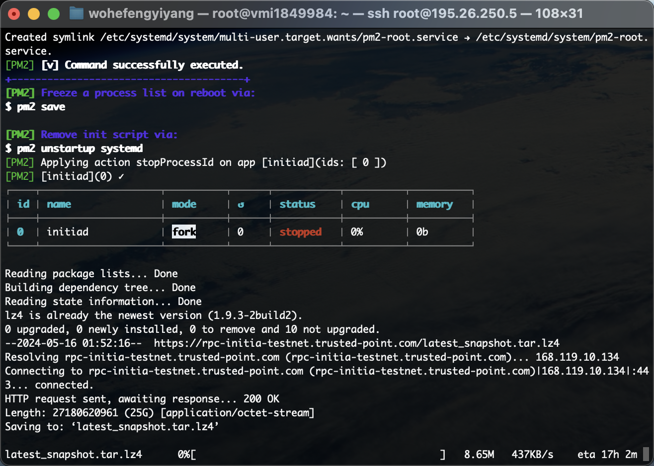 下载快照数据，这一步可能会很慢